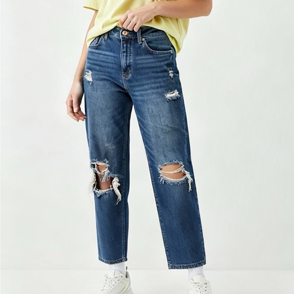 Flying Monkey 99% Cotton Ankle Crop Distressed Style Y2890 Straight Leg Size 25